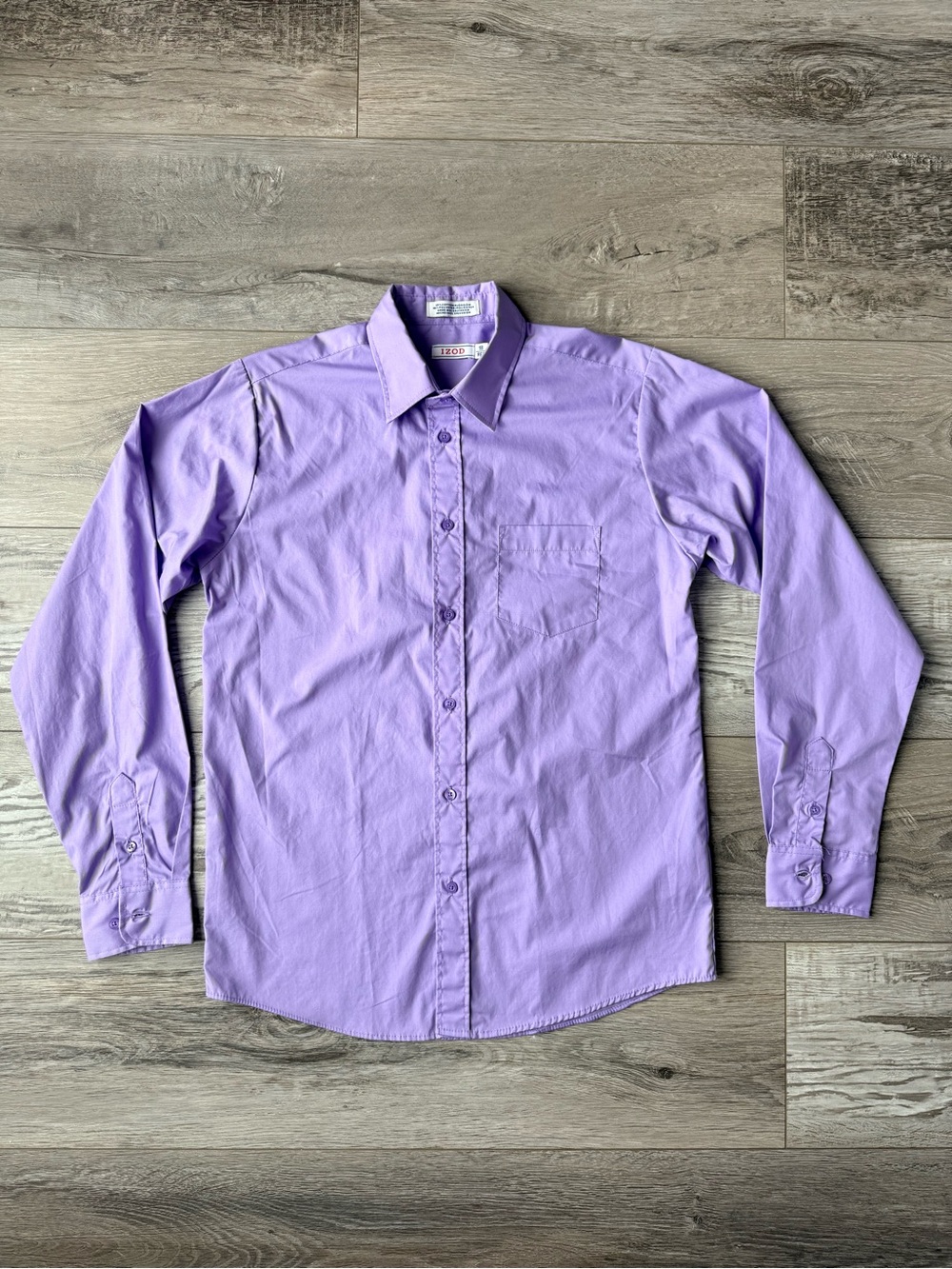 IZOD Boys Lavender Purple Cotton Blend Long Sleeve Dress Shirt 18 Regular
